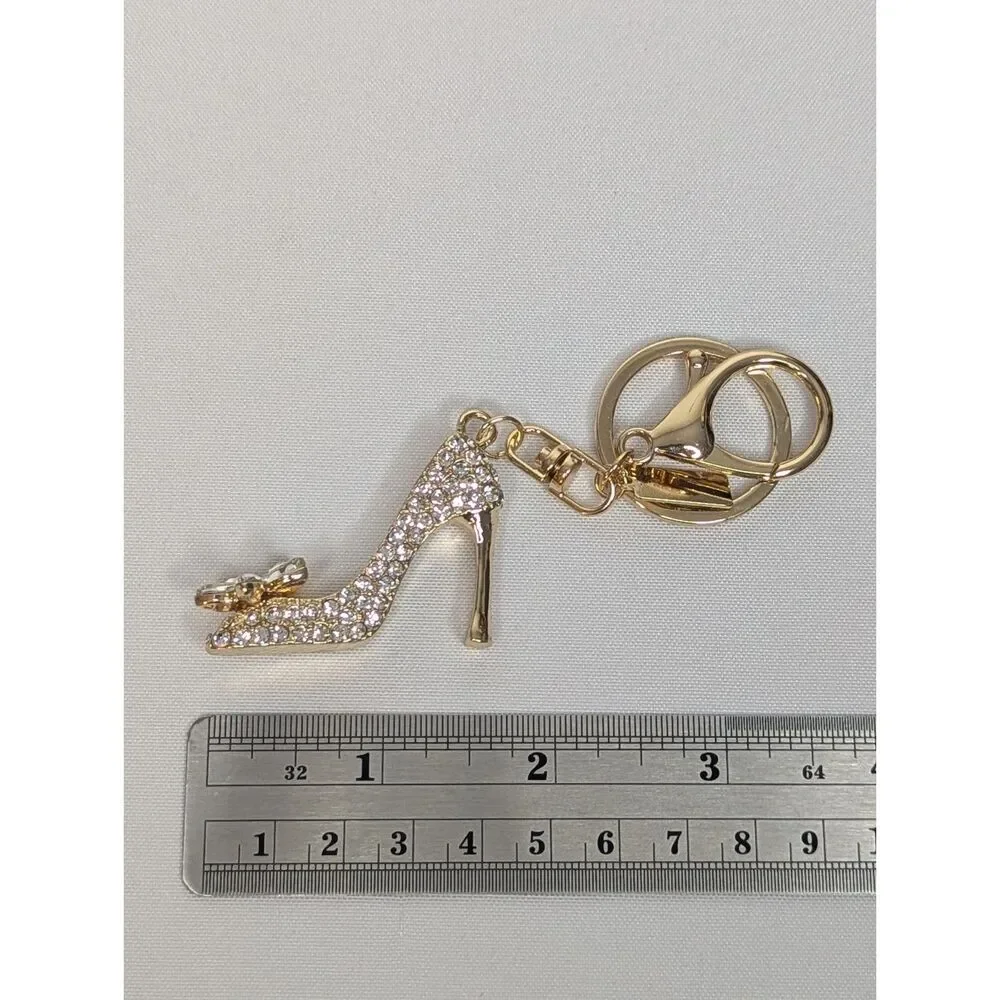 Off Park Crystal High Heel Keychain or Bag Charm - Gold Tone, Bling